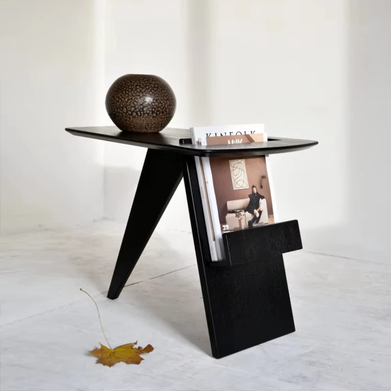 Creative Triangle Coffee Table, Nordic Solid Wood Sofa Side Table, Minimalist Magazine Rack, Living Room Corner Table