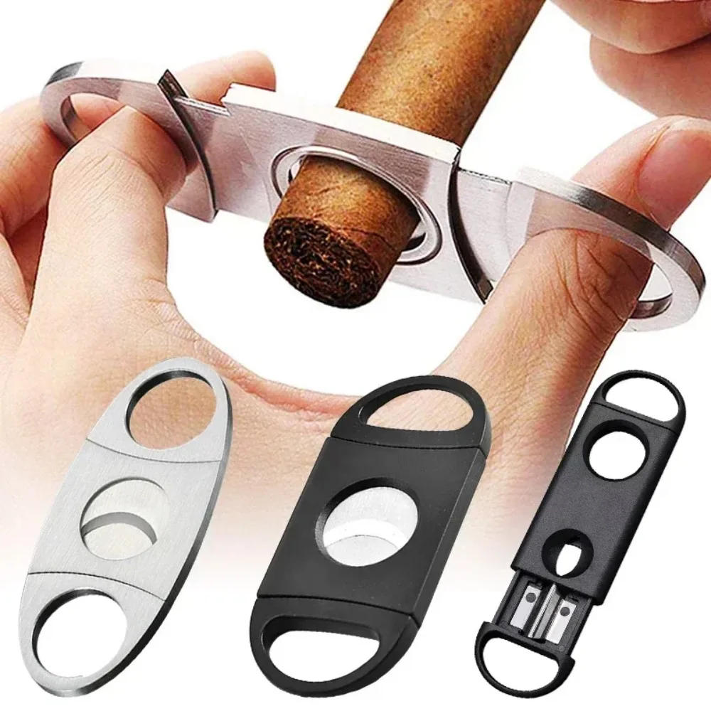 

Stainless Cigar Guillotines Double Blades Cigar Punch Cutter Pocket Gadgets Zigarre Cigarette Knives Cuban Smoking Accessory