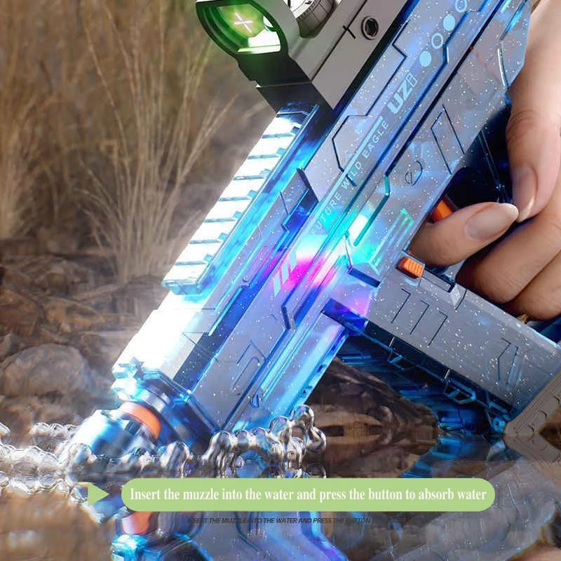 New UZI Electric Water Gun Super Soaker High Power Long Range Outdoor Squirt Gun Summer Water Shooting Game Toys For Kids Gift