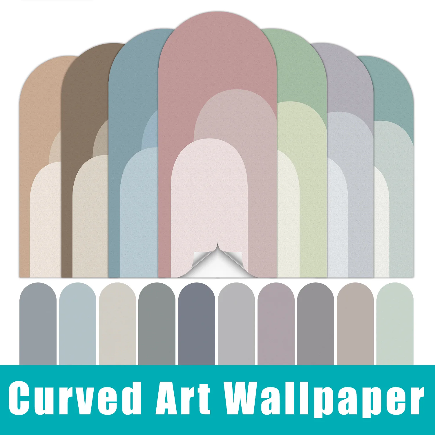 Curved Art Self-Adhesive Wallpaper 80x180cm (31.49x70.86inch) Matte Grainy Wall Stickers (Multiple Colors)