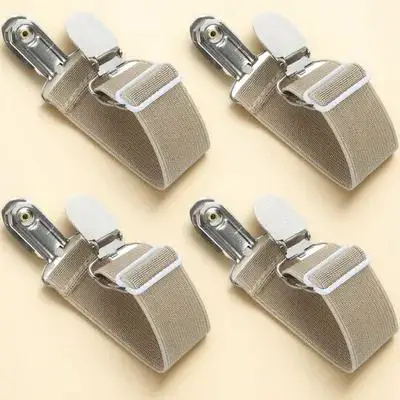 

4Pcs Elastic Adjustable Pant Clips Windproof Fixing Strap Clips Trouser Holder Fasteners Elastic Fasteners Trouser Legs Holders