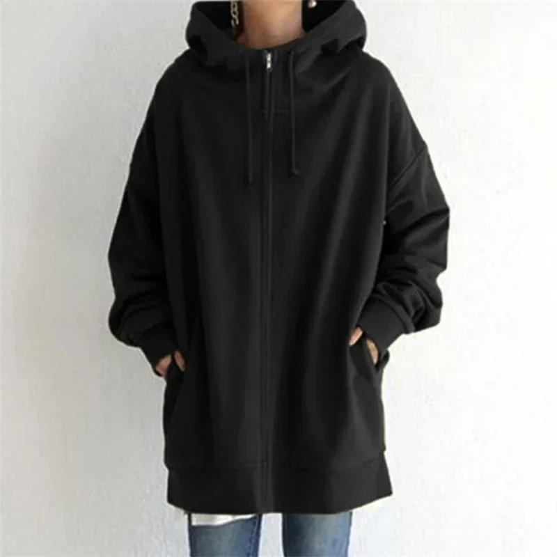 Autumn Winter Long Sleeve Zipper Cardigan Hooded Sweatshirt Women Loose Hoodie Female Daily Casual Thickened Warm Outerwear 2024