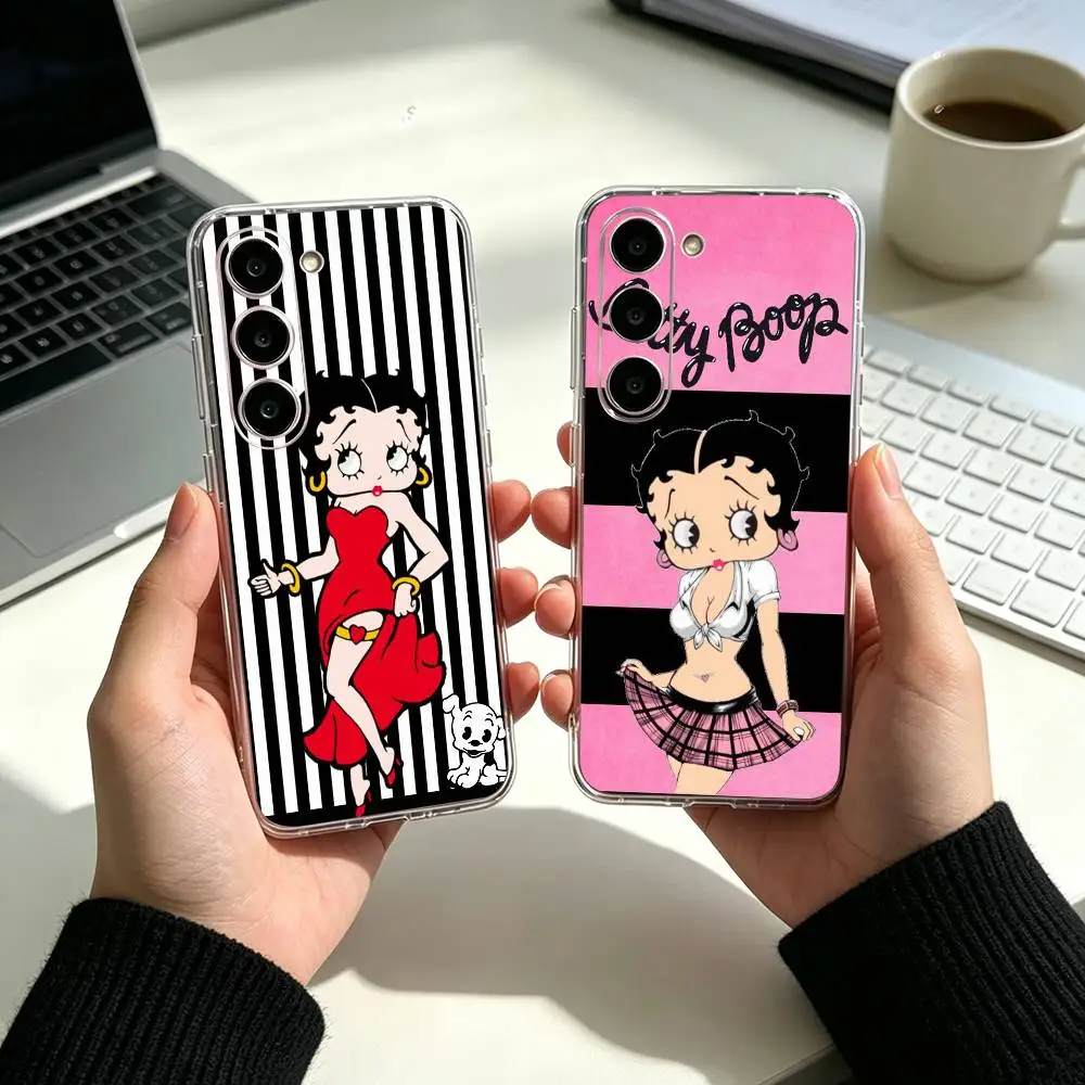 C-Cute cartoon B-Betty Boop   Phone Case For Samsung A05 A54 A34 A24 A14 Cover Transparent Silicone Phone Cover