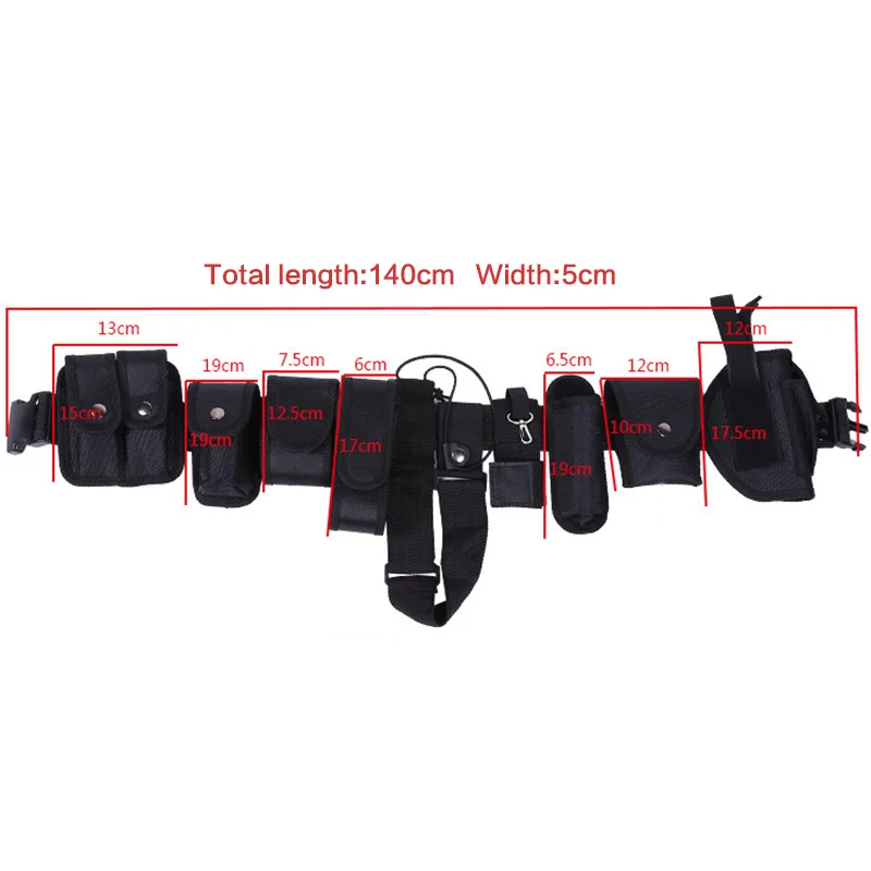 Police Tactical Belt with Bag Multifunctional 10In1 Adjustable Security Guard Duty Multi Pocket Belt Gun Holster Flashlight Bag