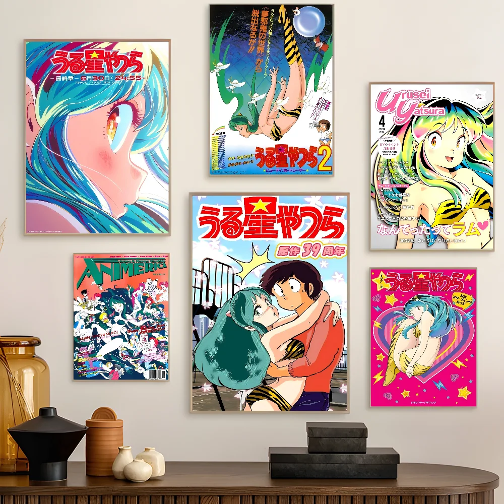 Urusei Yatsura Anime Anime Posters Sticky Waterproof Paper Sticker Coffee House Bar Kawaii Room Decor