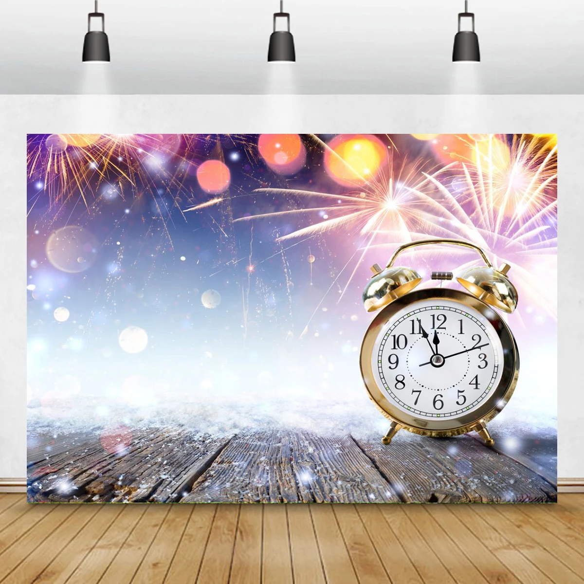 Happy New Year Backdrop Chritmas Eve Coloful Clock Photography Background Family Party Banner Birthday Celebration Decoration