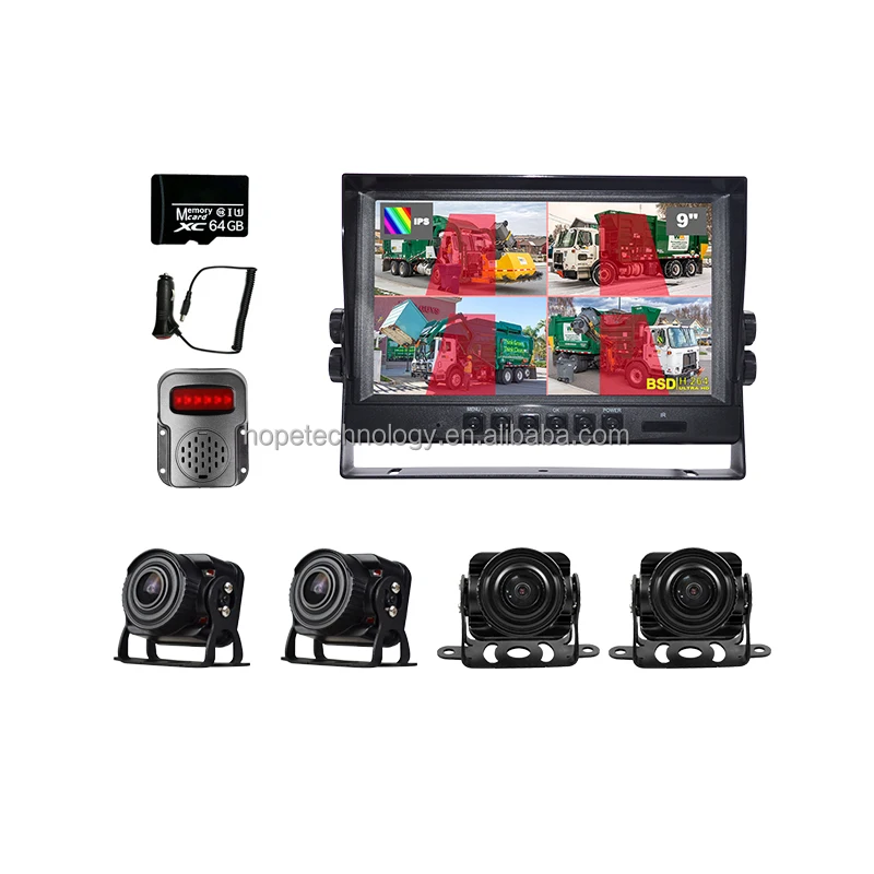 4 canais 1080P AHD IP69K câmera impermeável AI BSD sistema de monitoramento de caminhão de veículo especial