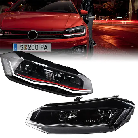 Strålkastare för VW POLO 2019-2021 Bil автомобильные товары LED DRL Hella Xenon Lens Hella Hid H7 POLO Biltillbehör 8 best sales Polo-strålkastare - №3