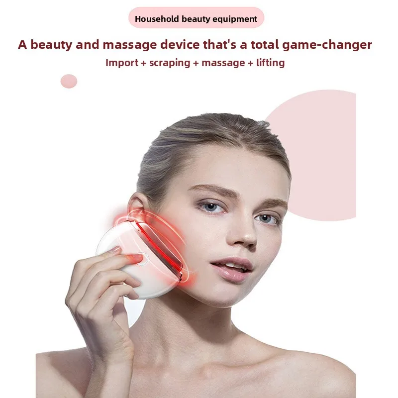 เครื่องดูแลผิวหน้า เครื่องขูดไฟฟ้า ยกกระชับใบหน้าและลำคอ EMS ไมโครเคอร์เรนท์ สั่นสะเทือน ความร้อน อุปกรณ์เสริมความงามสำหรับใช้ในบ้าน