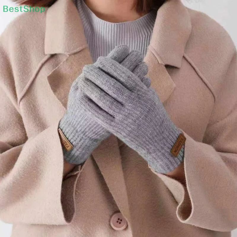 ♥ Touchable Screen Finger Handschuhe Winter Warme Fleece-gefütterte Handschuhe Unisex Fahrradhandschuhe