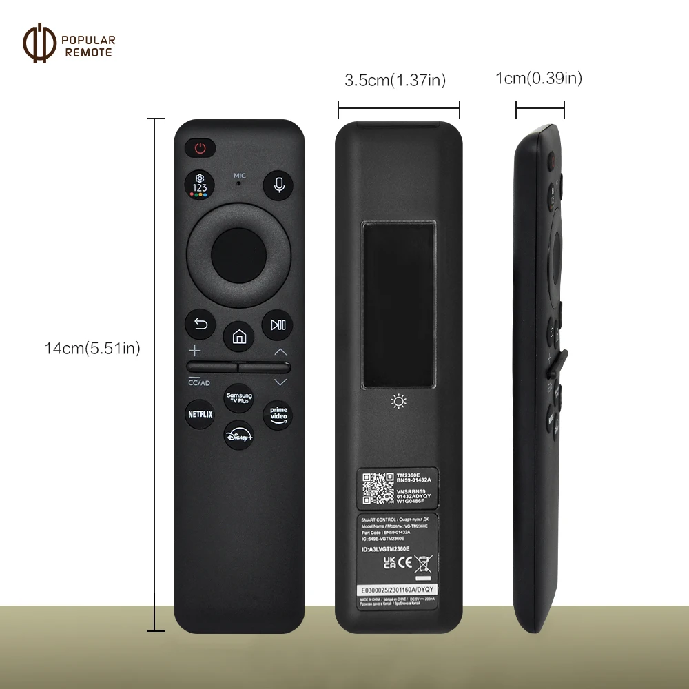 New BN59-01432A TM2360E Solar Cell Voice Remote For Samsung TV QN85C CU8000