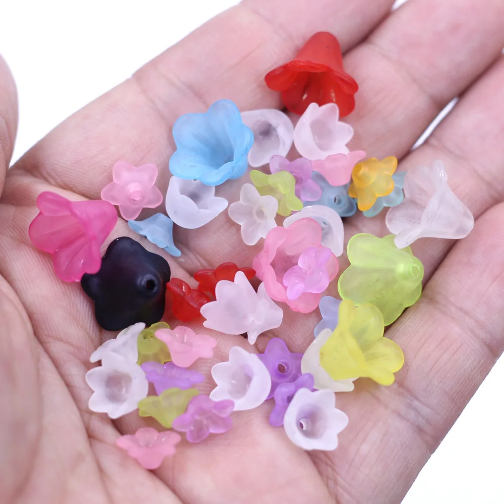 100Pcs End Beads Caps Spacer Acrylic Frosted Flower Colorful Translucent For Charms Necklaces Bracelets Jewelry DIY Findingis