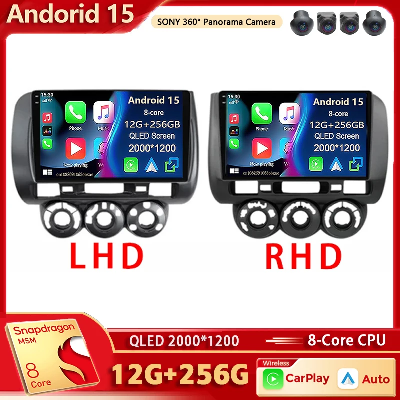 

Android 15 для Honda Fit Jazz City 2002 2003 2004 2005 2006 2007 Мультимедийный плеер Carplay Авто Радио GPS Snapdragon стерео