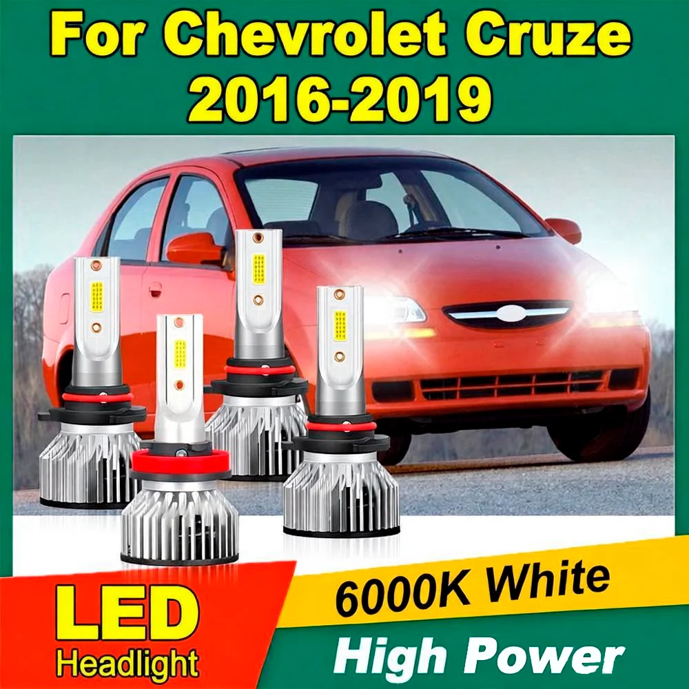

High Low Beam Car LED Headlight Bulbs Canbus No error Turbo HeadLamp 6000K White 12V 24V For Chevrolet Cruze 2016 2017 2018 2019