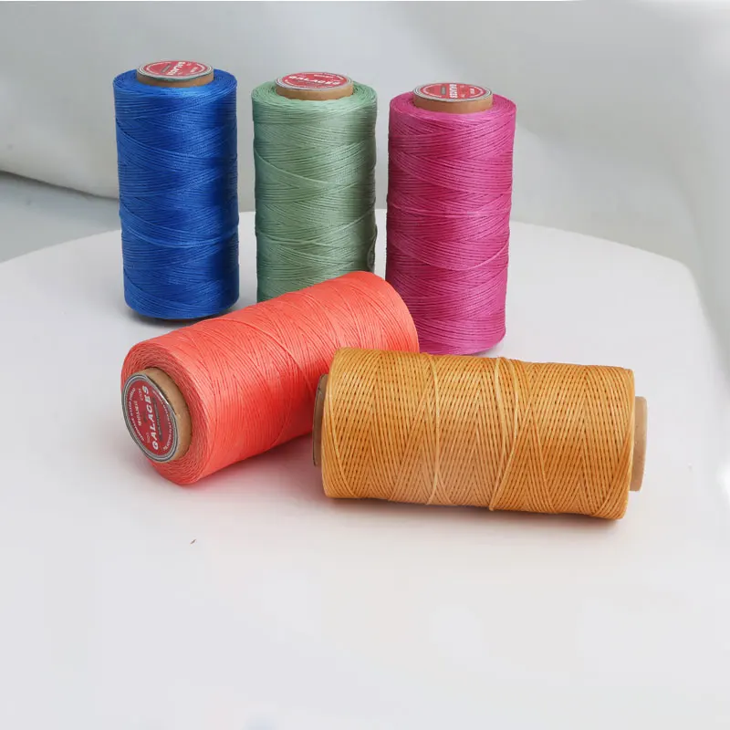 YL 1 roll 210D or 150D 200M 270M Durable Leather flat Waxed Thread Cord DIY Handicraft Tool Hand sewn woven wax rope