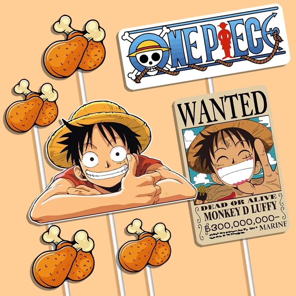 One Piece Luffy Birthday Cake DIY Accessories Cake Decorations Figurine Pirate Ship Sail Cartoon Theme Fun Decoration view 2