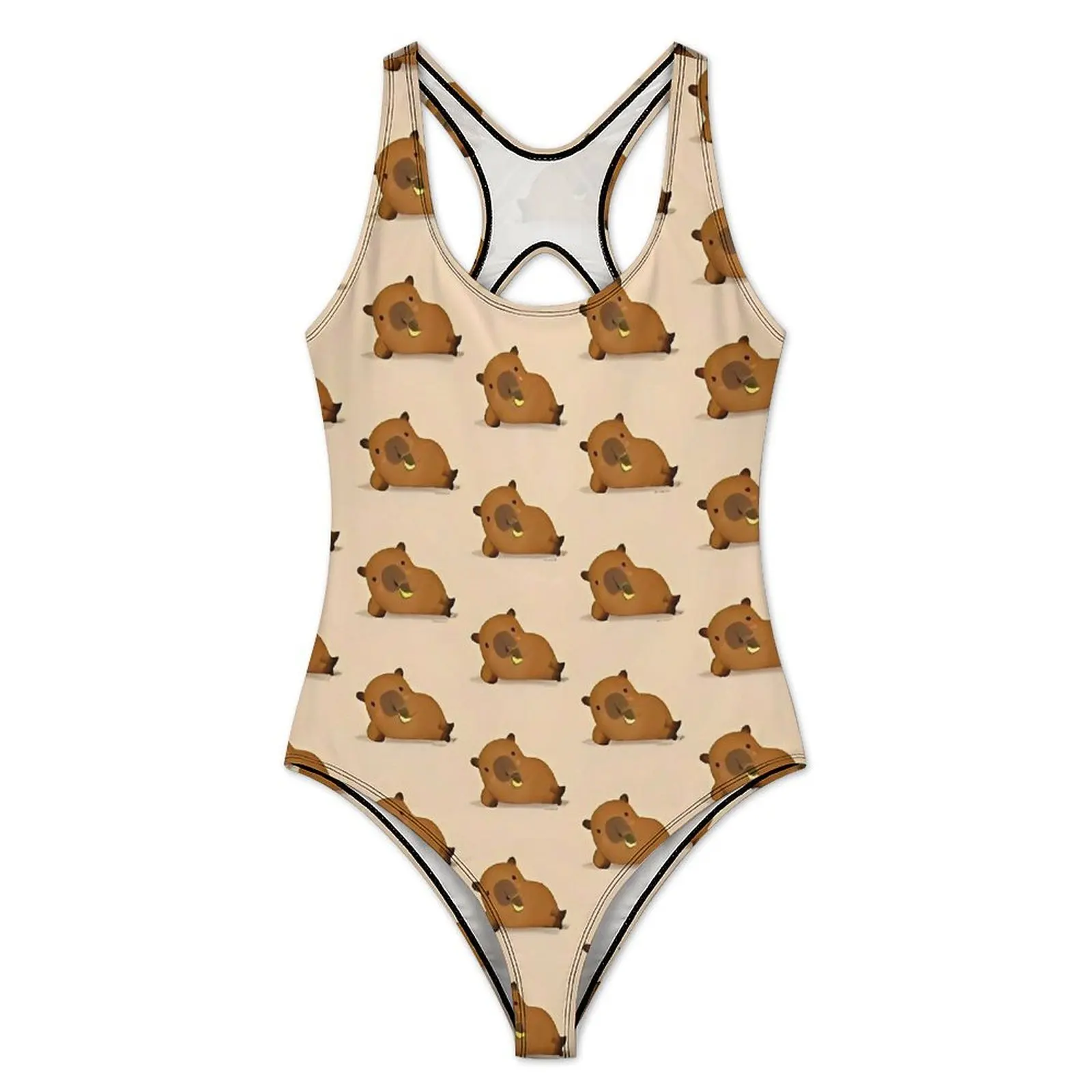 Capybara Drinking Juice Swimsuit Animal Push Up Swimwear One-Piece Fitness Bathing Suits Swimsuits Sexy Beach Outfits Plus Size