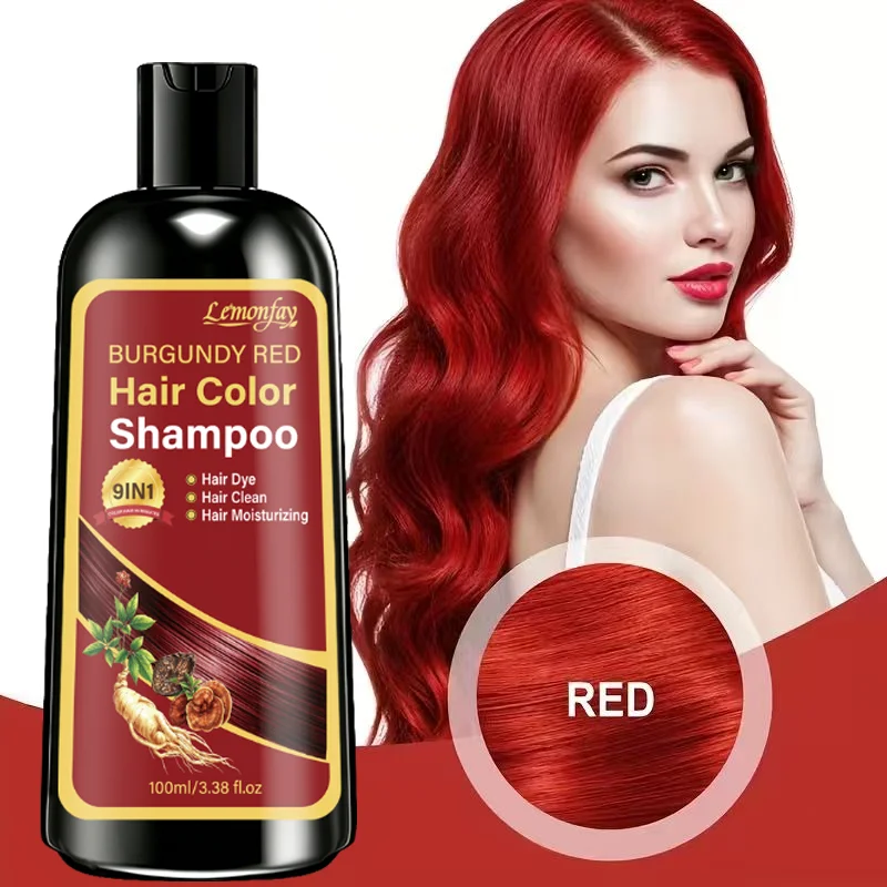 Burgundy Red Hair Dye Shampoo Instant Herbal Gray Coverage Long‑Lasting Color Moisturizing Hair‑Care For Men Women