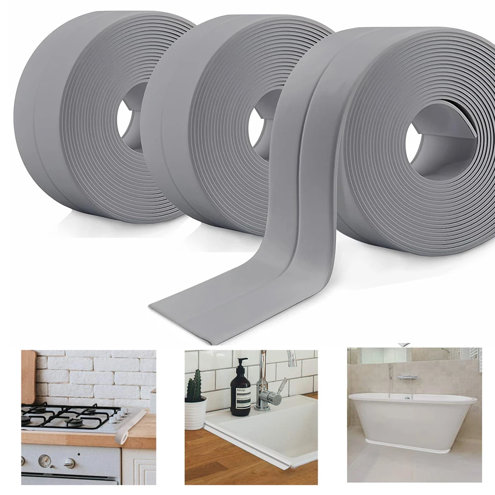 

2.2/3.8 Width Sealing Strip Tape 3.2M Self Adhesive Kitchen Sink Edge Corner Caulk Tape PVC Waterproof Toilet Wall Sticker