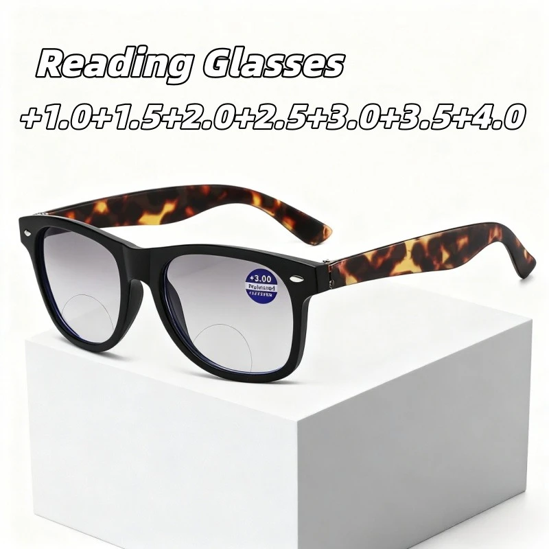 

Large-frame Reading Glasses with Studs Progressive Lenses for Bifocal Distance and Near Vision Presbyopia Glasses Eye Protection