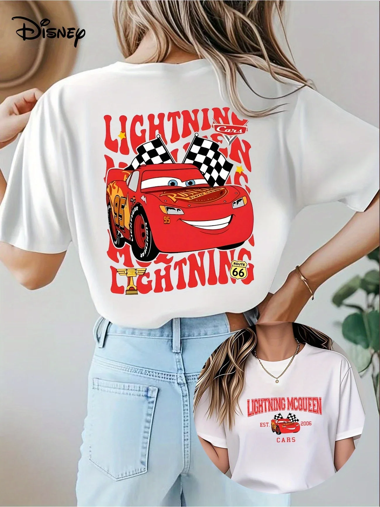 

Family Summer Men's Women's Sally I'm Lightning Cars McQueen Graphic T-Shirt Accessories Fun Cotton Couple Top Kids T-Shirt