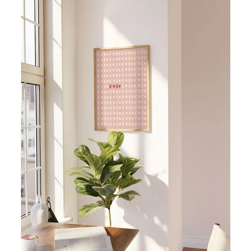 

2D/Flat Frameless Xoxo Canvas Print, Pink Wall Art, Romantic Wall Art for Liivng Room and Bedroom Decor, Valentines Day Gifts