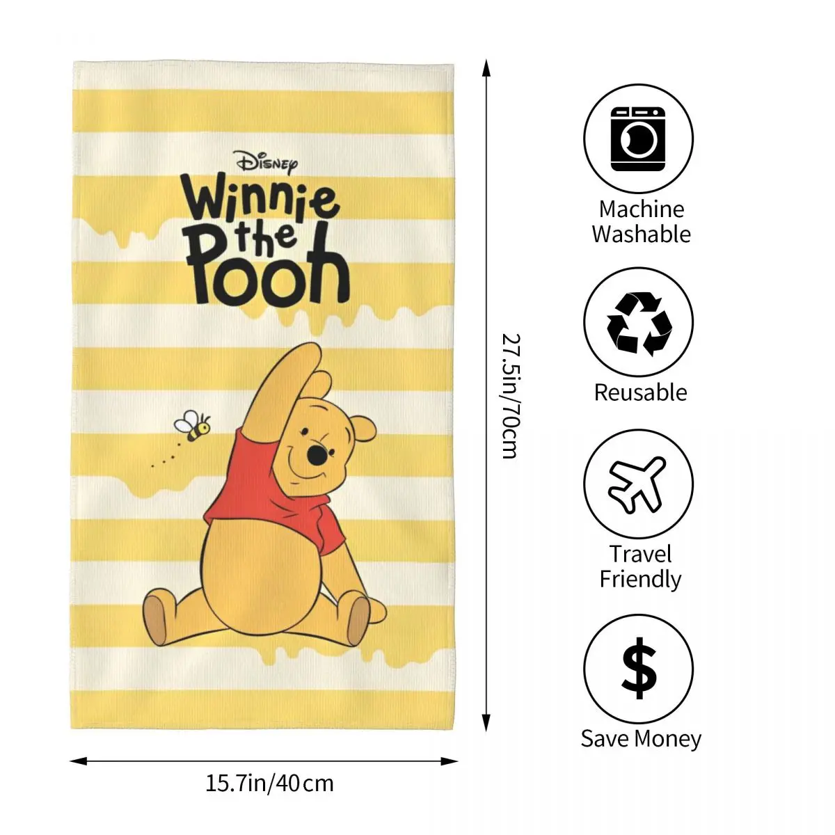 Winnie The Pooh Towels Ultra Soft Microfiber Hand Towels for Bathroom Spa Gym