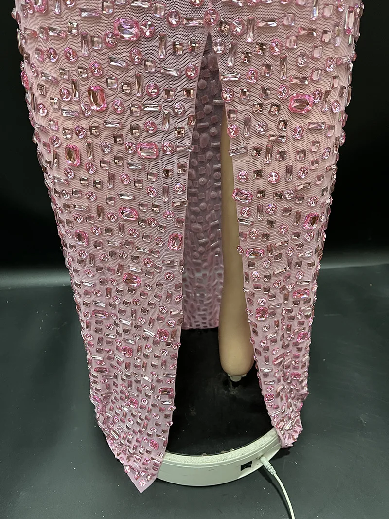 เพชรเต็มรูปแบบเพชร Slim Dress นักร้องโฮสติ้งรุ่น Catwalk จัดเลี้ยงชุดวันเกิด Photo Vestido De Fiesta Grad