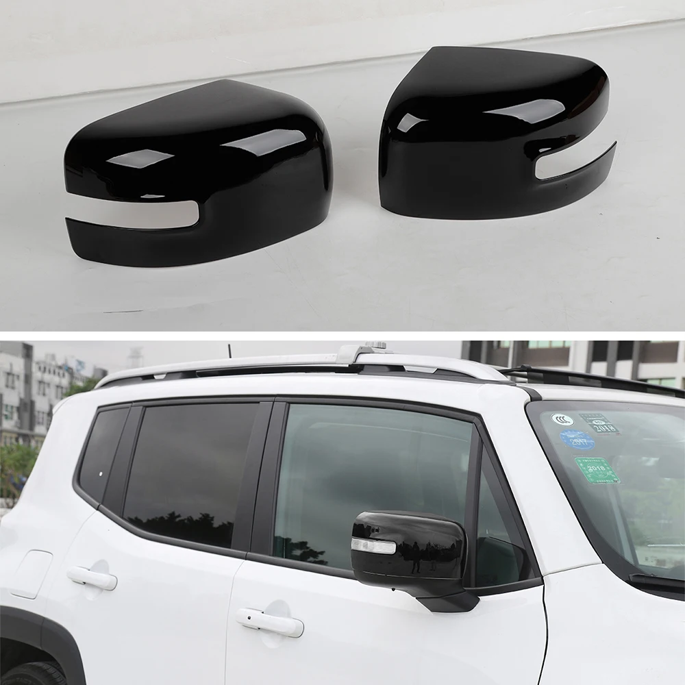 

Black Car Rearview Mirror Cover Trim ABS Styling Stickers For Jeep Renegade 2016+ Exterior Auto Moldings 2pcs