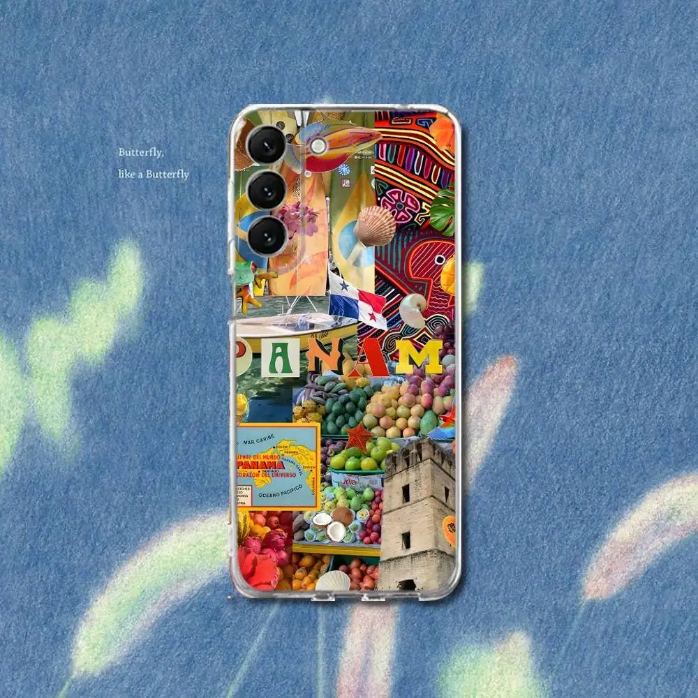 حافظة هاتف بنما استوائية من السيليكون لهاتف سامسونج S30، S23، 21، 22، 20 Ultra، S20 FE lite، S10، 9، PIus Note 20 Ultra غطاء شفاف