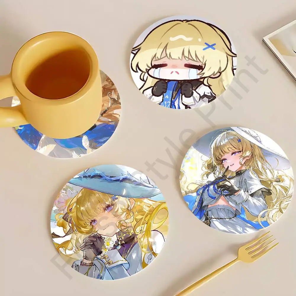 

Kawaii Phoebe W-Wuthering Waves Round Anime Wooden Coasters DIY Decorations Birthday Valentine Gifts