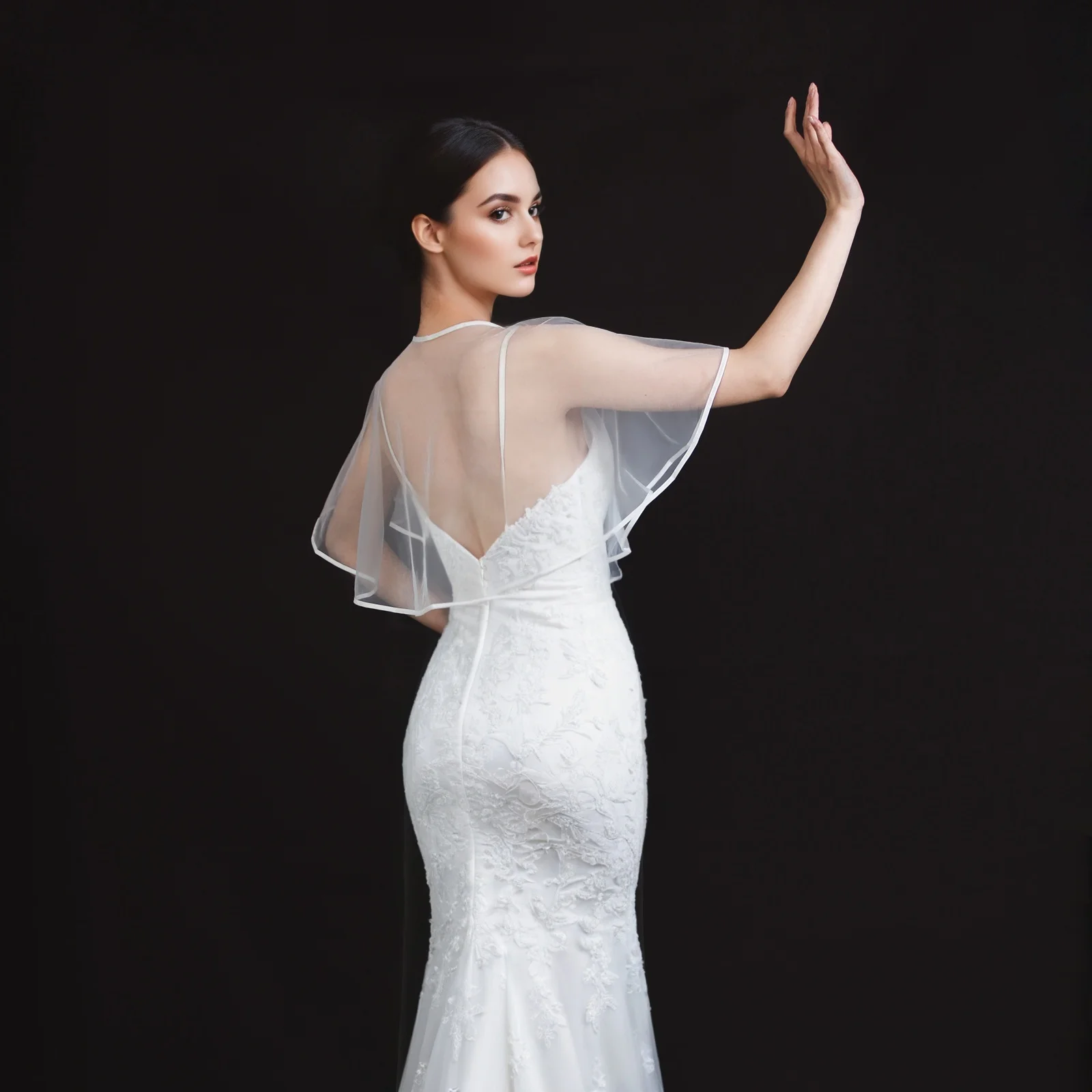 cape veil for off the shoulder dress Pearl Bridal Cape by Grace + Ivory