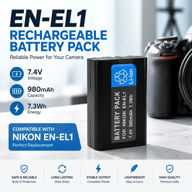 EN-EL1 Battery for Nikon E880 E775 E885 NP-800 A200 DG-5W ENEL1 Rechargeable Li-ion Camera Battery Replacement