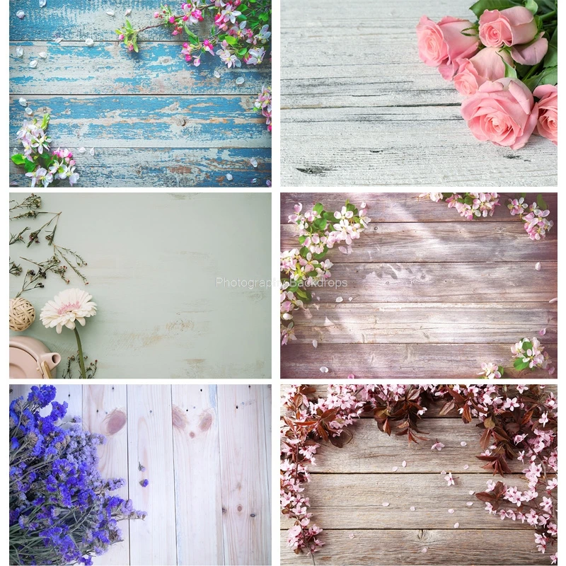 

ZHISUXI Vinyl Custom Photography Backdrops Props Flower Wooden floor Photo Studio Background ZLDT-19