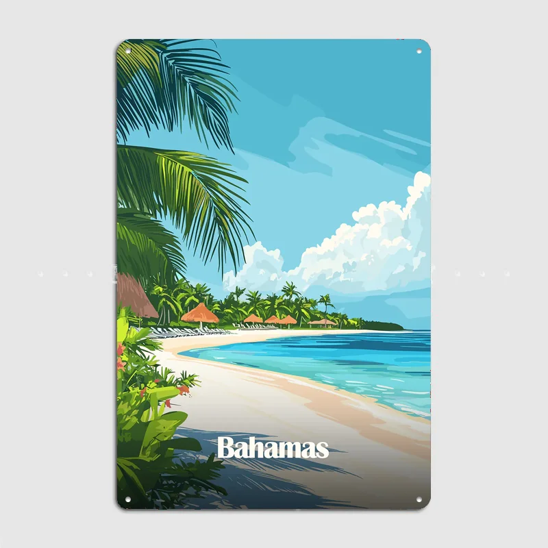 Bahamas Beach Scene Travel Poster Metal Sign Life Wall Custom Bedroom Indoor Home Wall Decor Posters Room Decoration