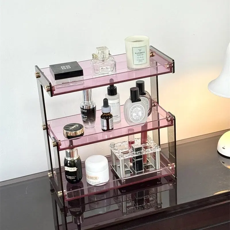 Acrylic cosmetics storage shelf perfume multi-layer light luxury bathroom storage