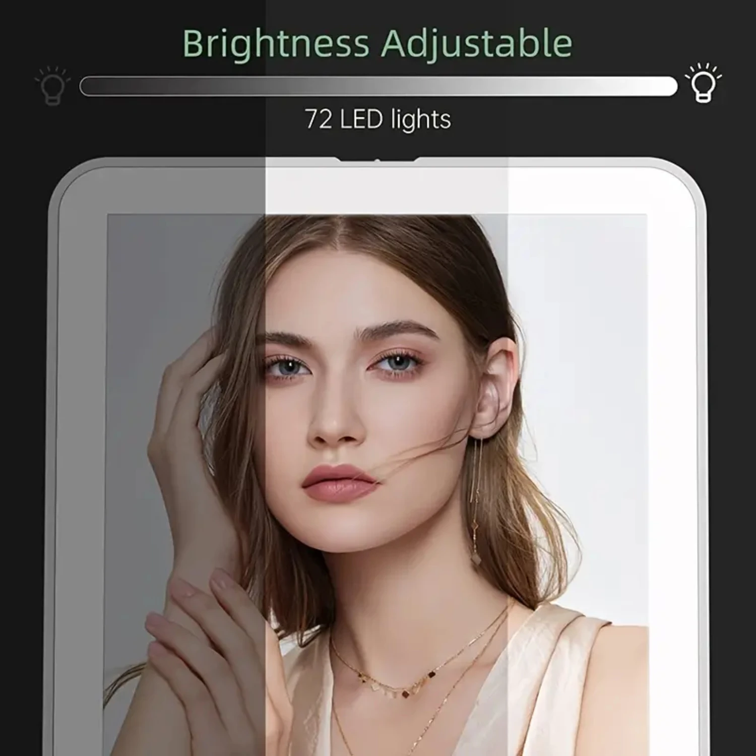 Essential Beauty Kompakter tragbarer kleiner weißer Make-up-Kosmetikspiegel – leichter, faltbarer, wiederaufladbarer LED-Kosmetikspiegel mit