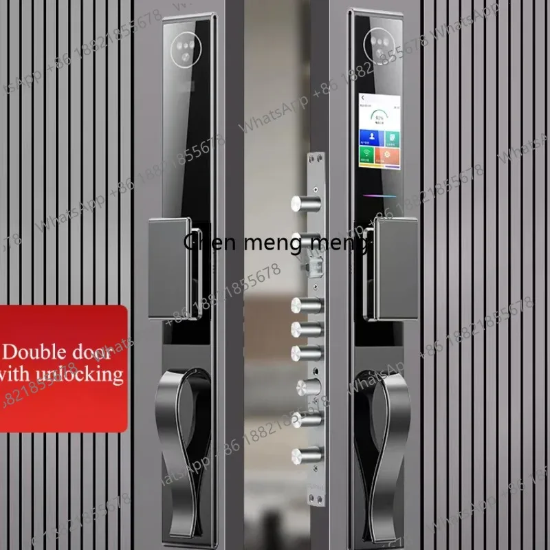 Tuya High-End Face Video Smart Lock with Large Handle Long Door Lock Fingerprint & Password Card Reader Wi-Fi Connectivity