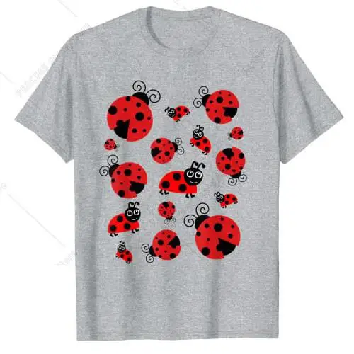 Adorable Ladybugs Everywhere T-shirt Gifts Funny Happy Bright Red and Black Ladybug-Lover Graphic Tee Y2K Top Aesthetic Clothes