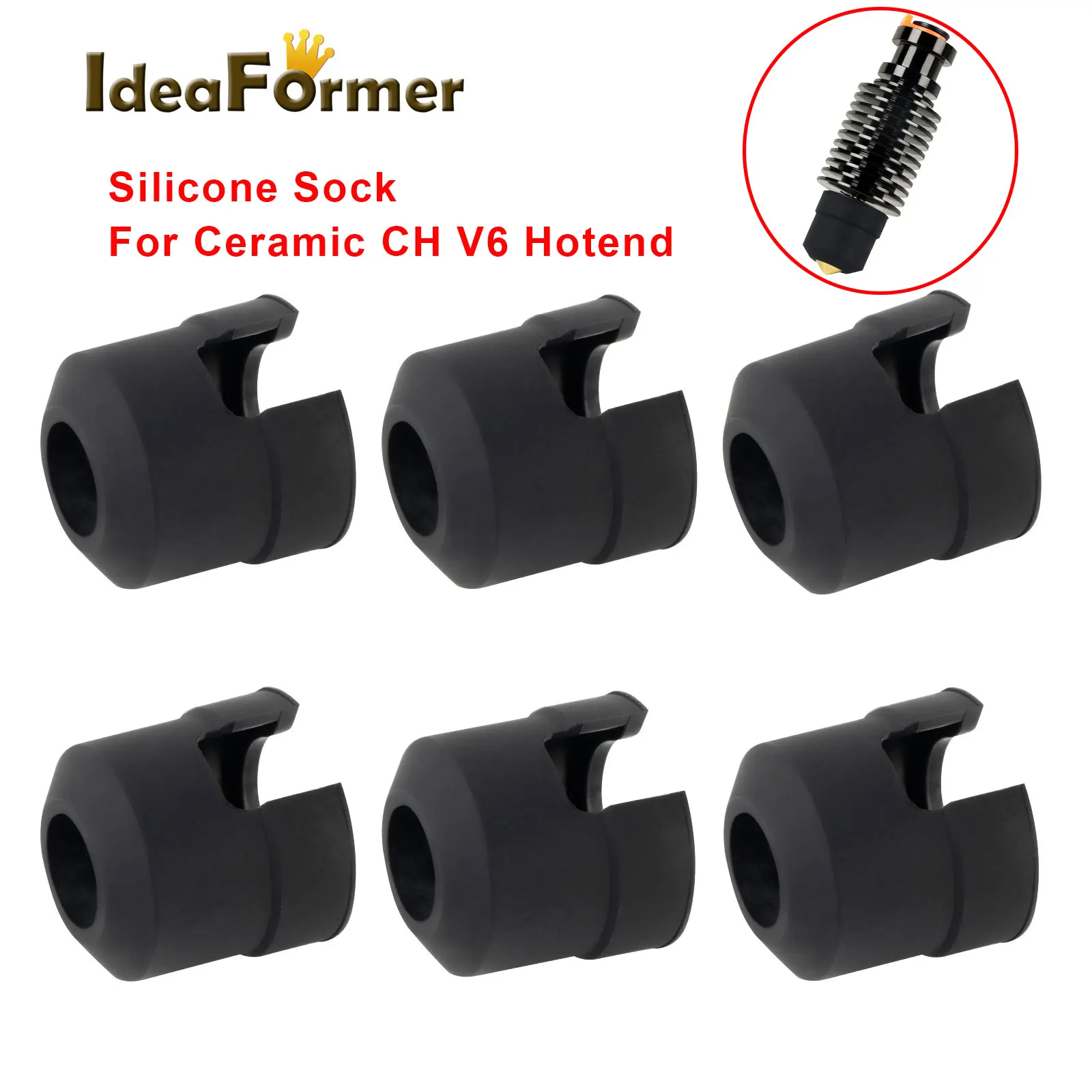 

1/2/5pcs Silicone Sock For Ceramic CH V6 Hotend Kit Black Silicone Sleeve For E3D V6 Hotend Heatbreak Heating Block Cover Sleeve