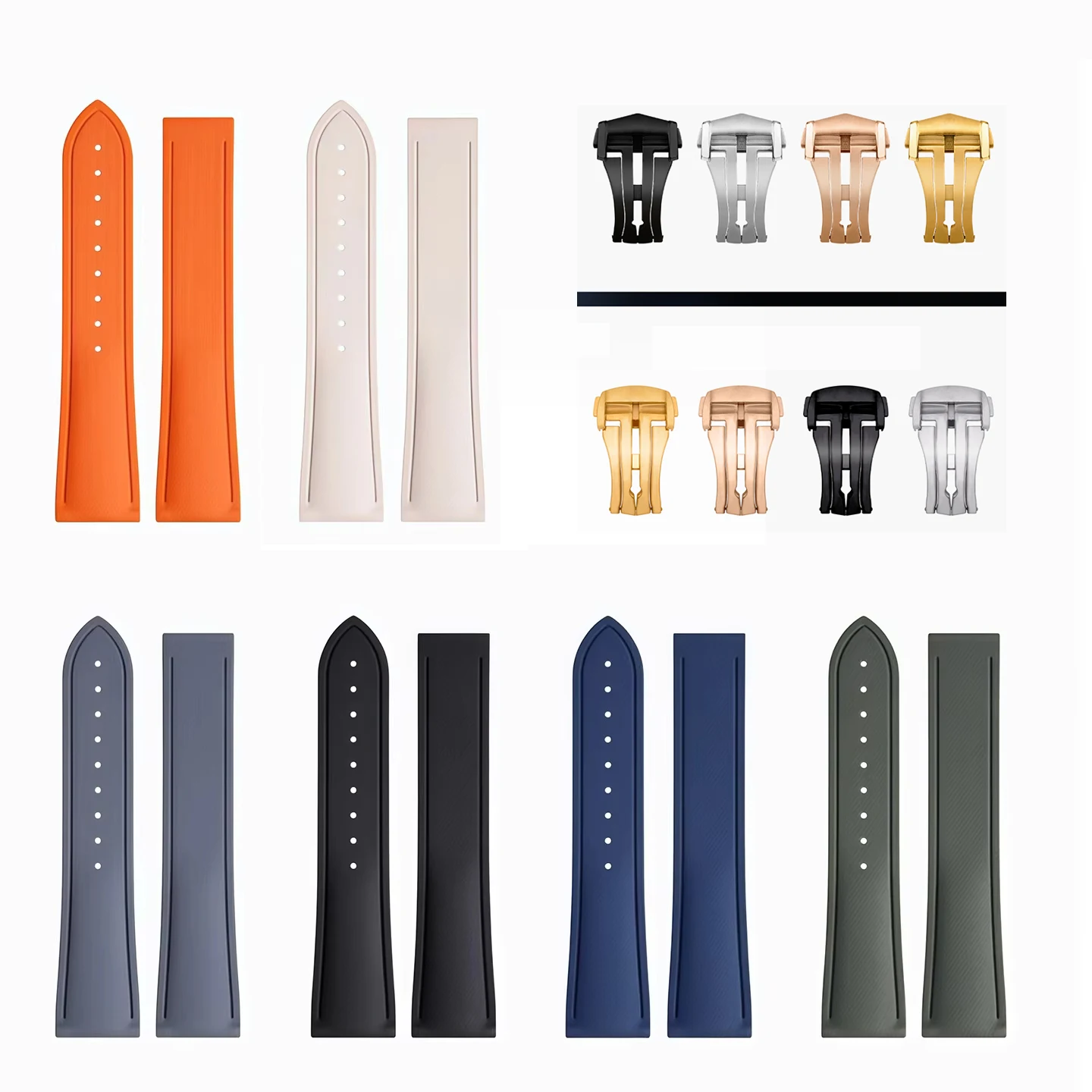 Cinturino per orologio in gomma morbida FKM di alta qualità 20mm 21mm 22mm Cinturino universale a sgancio rapido con estremità piatta per Omega IWC Longines