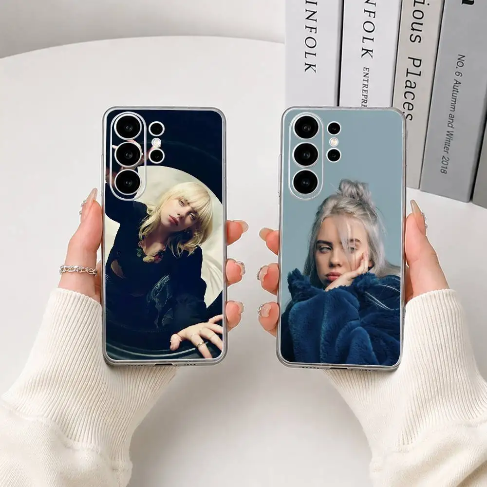 Singer B-Billie Eilish Clear Phone Case for Samsung S25, S24, S21, S22, S23, S30, Ultra, S20, Plus, FE, Lite