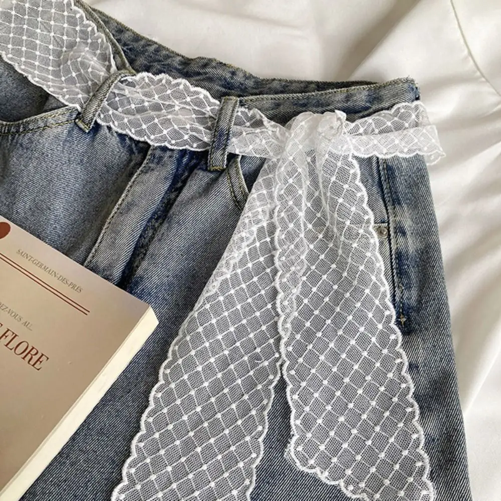 فريدة من نوعها الحلو الدانتيل حزام طويل القوس الشاش حزام الخصر ربط فستان زهري حزام الجينز الفتيات حار