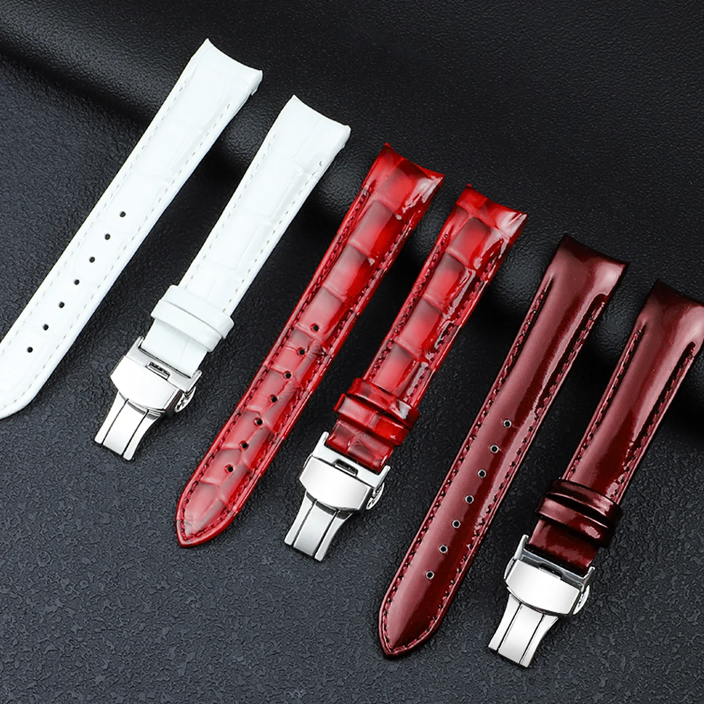 حزام ساعة جلدي مع مشبك فراشة من الفولاذ المقاوم للصدأ لساعة اليد تيسو 1853 T035 للنساء T035210a T035207a 18 مللي متر #1