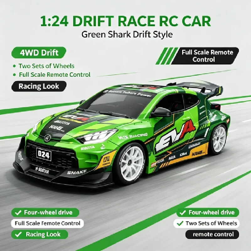 Hongxing D24 1/24 RC‑Drift‑Car 4WD Full‑Proportional 2.4G Remote‑Control Vehicle EPS‑Gyro Independent‑Suspension Indoor Hobby