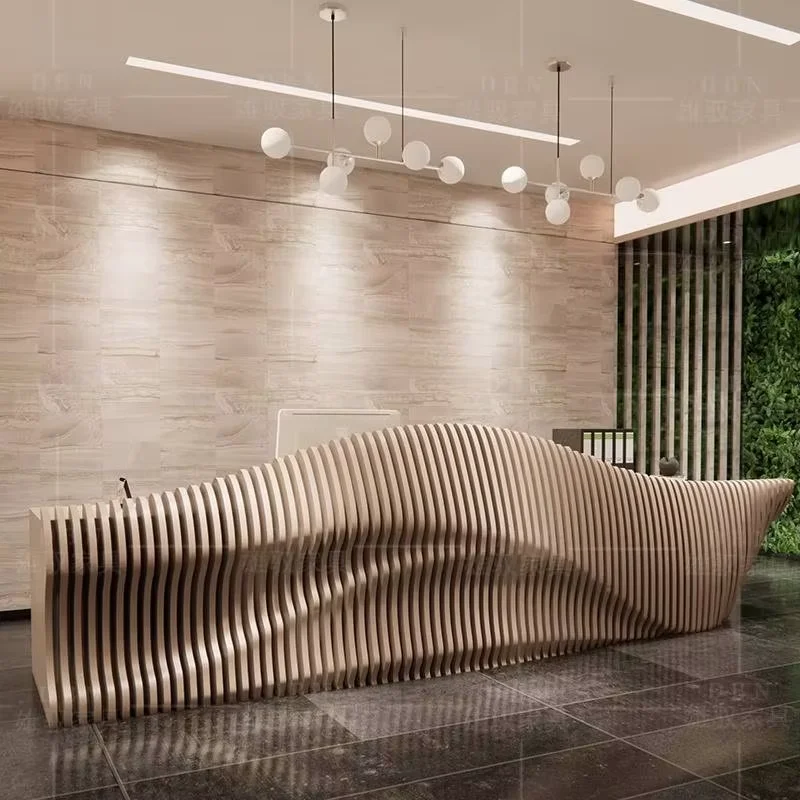 Hotels Modern Luxury Reception Desks Beauty Salon Nails Drawers Reception Desks Curved Boutique Clinic Rezeption Theke Furniture