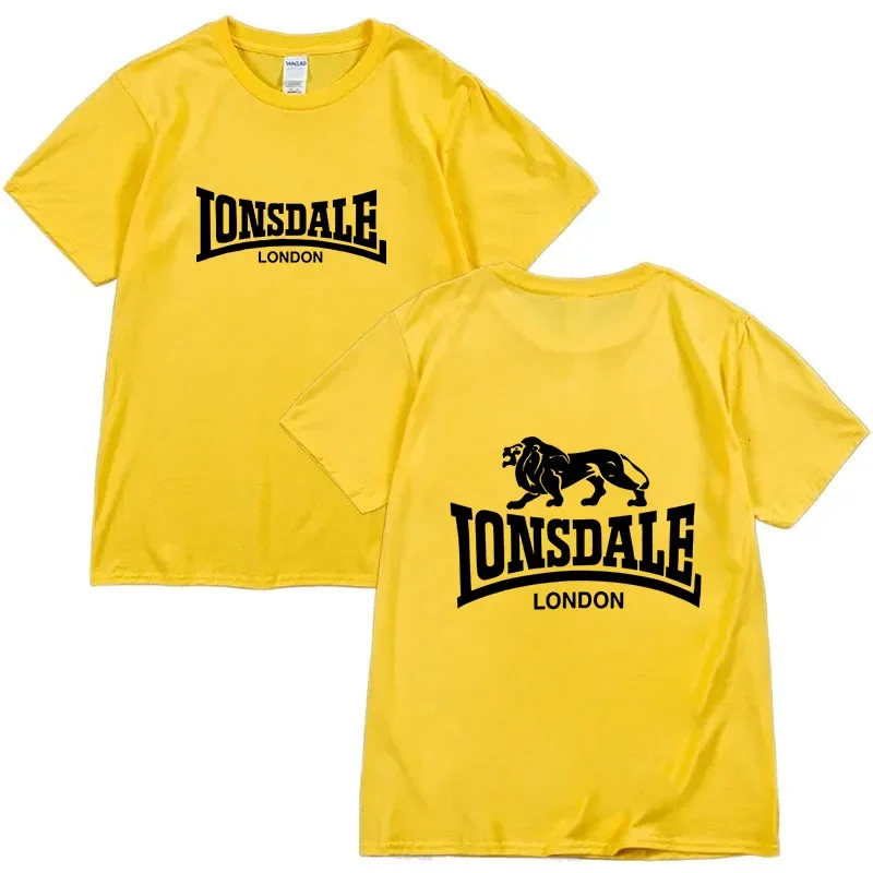 LONSDALE Funny Printed T-Shirt For Men Fashion Casual Loose Cotton Clothing Crewneck Breathable Tshirt Hip Hop Tees