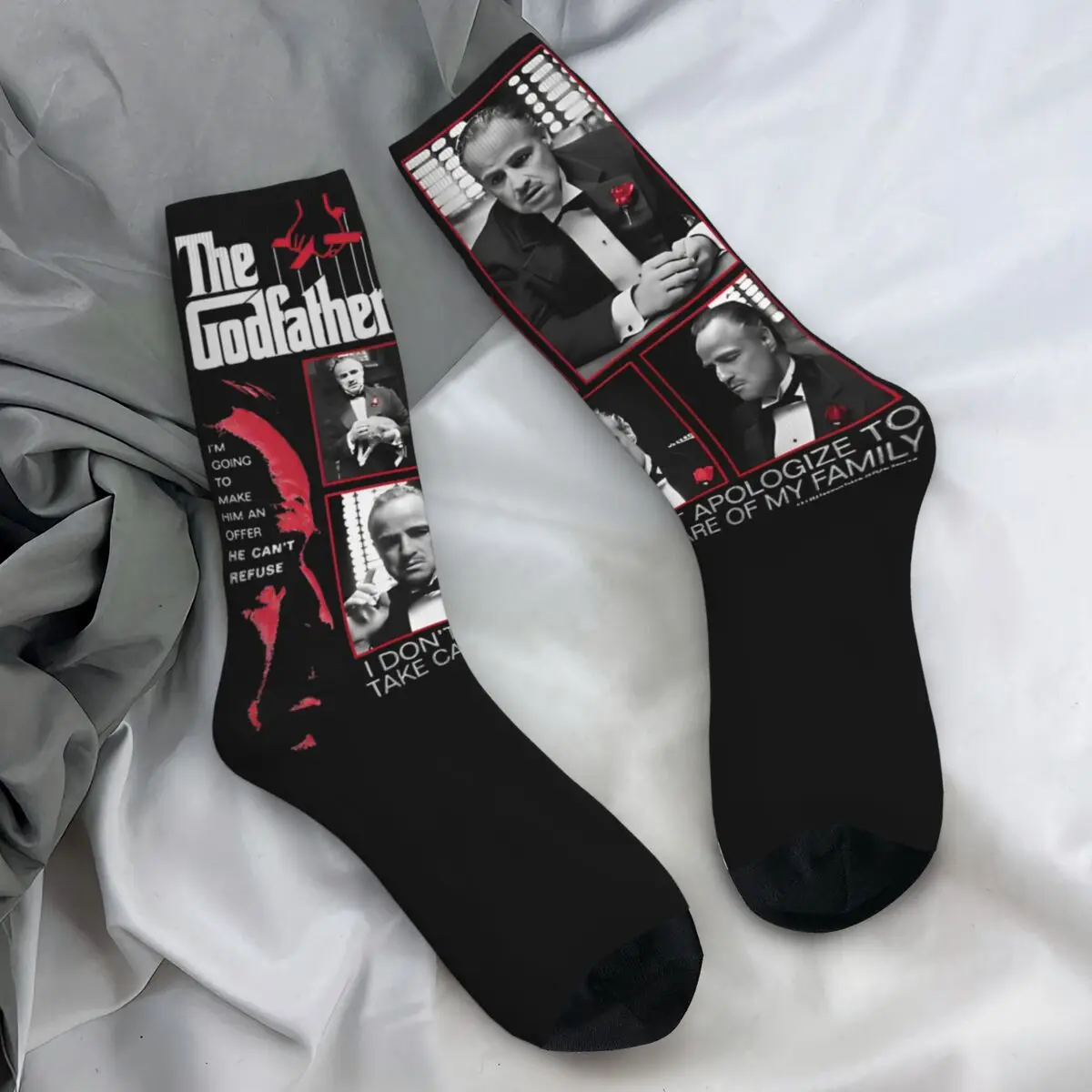 The Godfather Poster Stockings Adults Men Socks Soft Breathable Funny Socks Spring Skateboard Anti Slip Design Socks Gift Idea