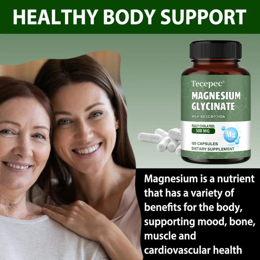Magnesium Glycinate Supplement, for Deep Sleep & Stress Relief Aid, Muscle Relaxation & Nervous System