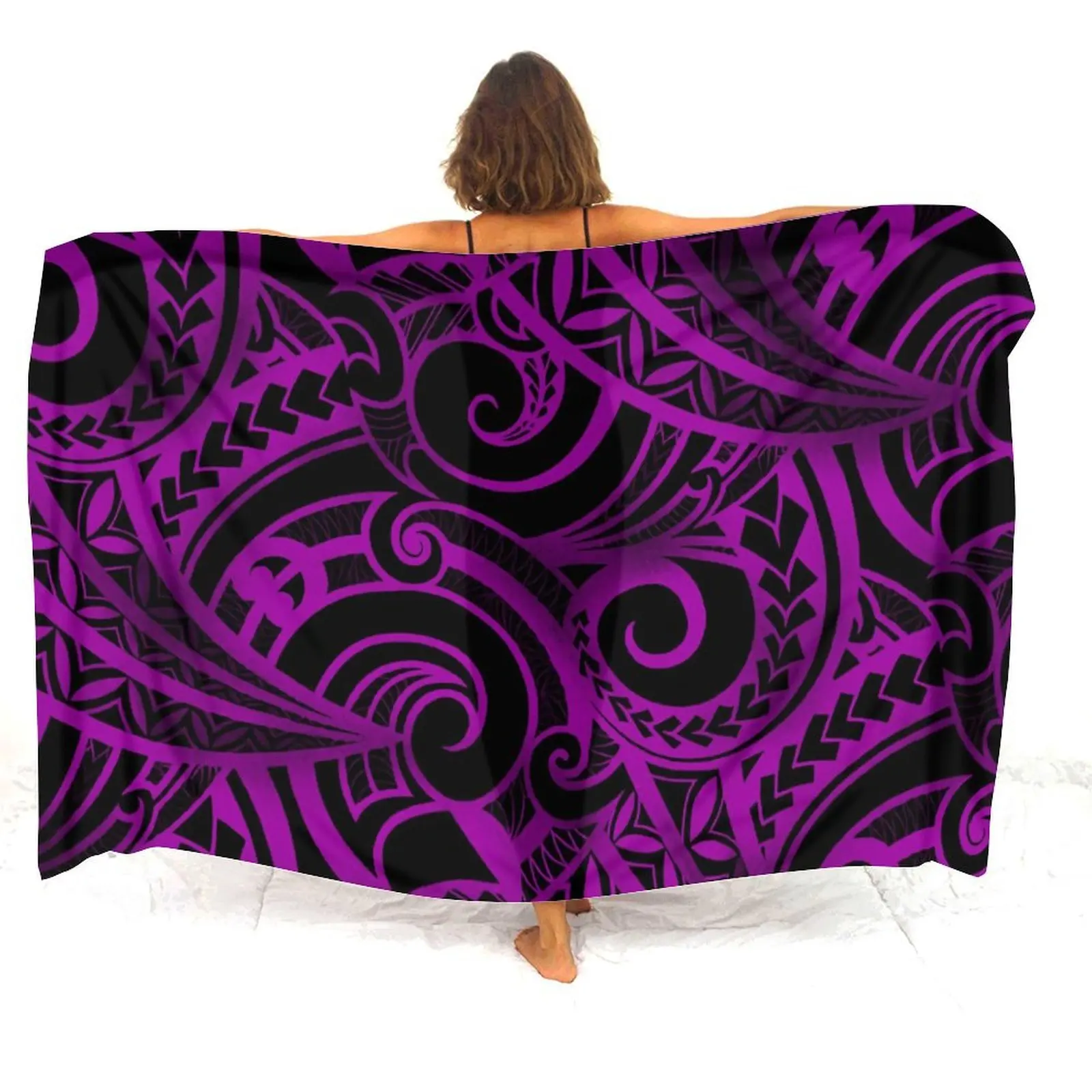 Gonna in tessuto per abbigliamento da piscina da spiaggia, abbigliamento da spiaggia polinesiano del sarong dell'isola 2025 Grembiule personalizzato floreale da donna elegante con scialle pareo